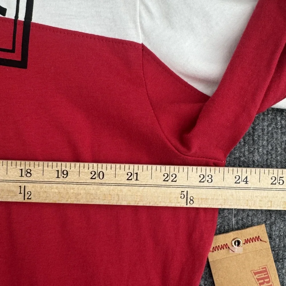True Religion T-Shirt Mens XXL Red White Colorblock Long Sleeve Cotton Logo NWT